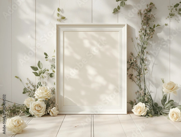 Fototapeta Elegant Frame Mockup with Floral Background – Wedding and Event Display