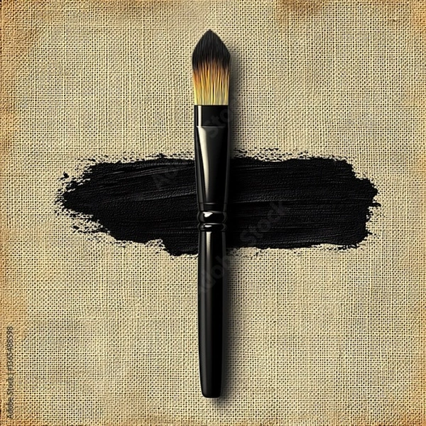 Obraz Black paintbrush on canvas.