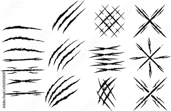 Fototapeta Dynamic Claw Marks and Scratch Vector Set, Claw and Scratch Marks Illustration Set