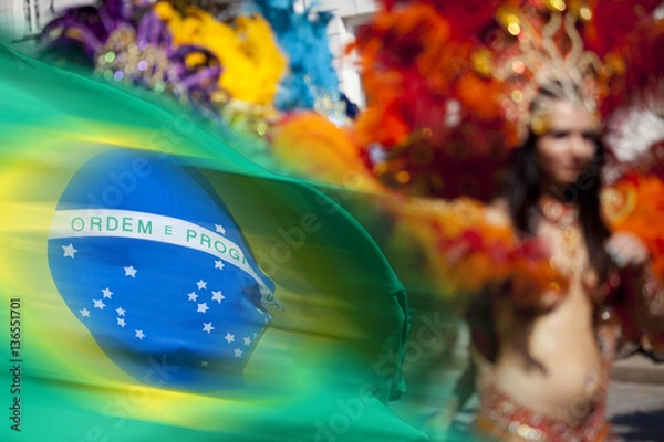 Obraz Waving brazilian flag for background