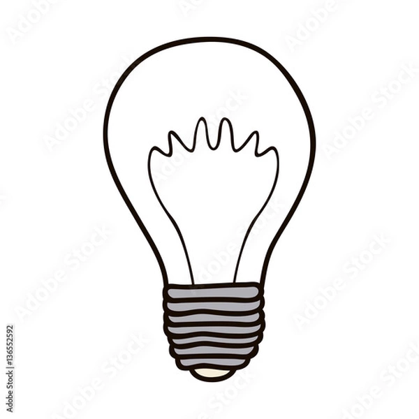 Fototapeta contour bulb brain electric icon, vector illustration design