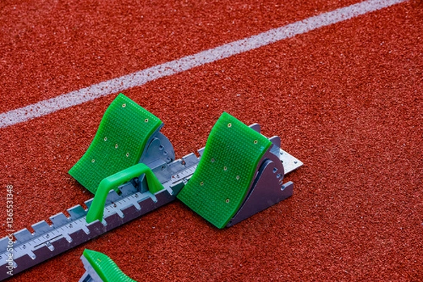 Fototapeta Colorful graphic resource and abstract of a track and field runners starting bar