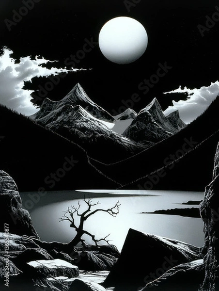 Fototapeta Moonrise, generative AI
