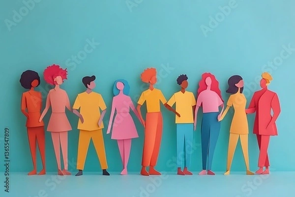 Obraz Colorful Diverse People Standing Together in Unity