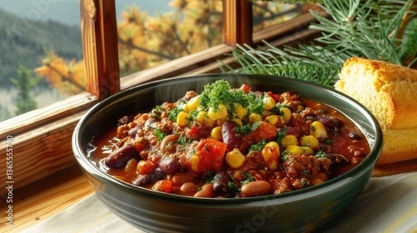 Obraz baked beans and vegetables