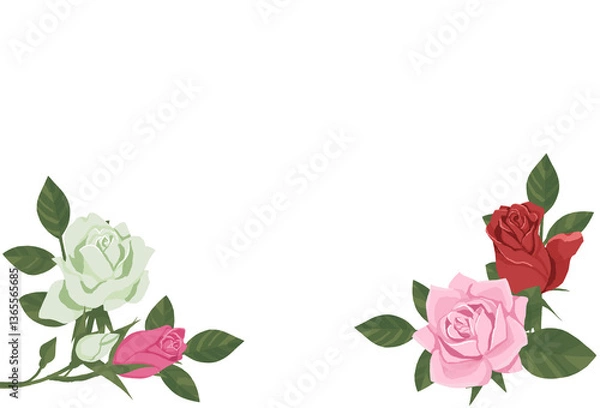 Obraz バラのイラストフレーム(下側)