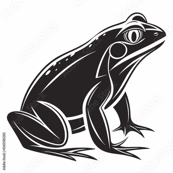 Fototapeta Bullfrog silhouette black vector