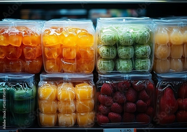 Obraz Colorful Fruit Cubes with Grocery Store.