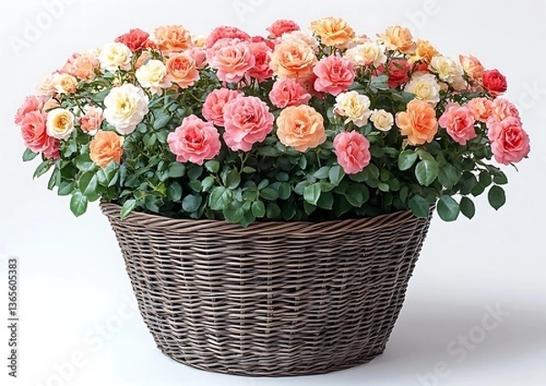Obraz Colorful Roses in Wicker Basket. (2)