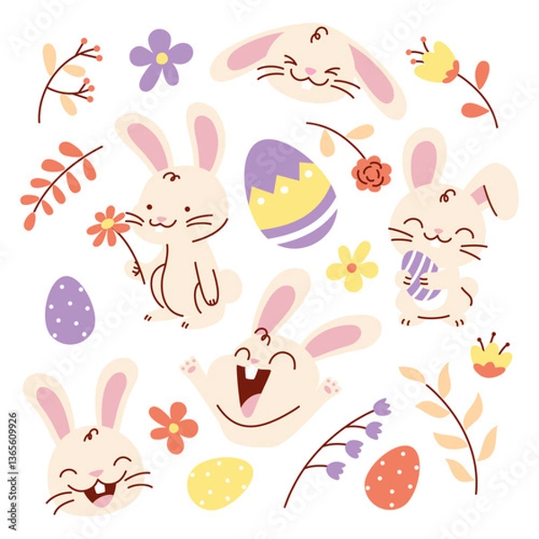 Fototapeta vector set of easter elements