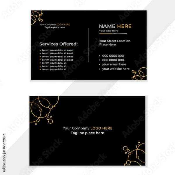 Fototapeta Clean professional business card template with a modern and simple double-sided layout design.

