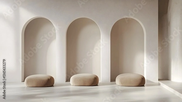 Fototapeta Minimalist Studio Background with Soft Ambient Lighting and Gentle Shadow Play for Branding and Editorial Use
