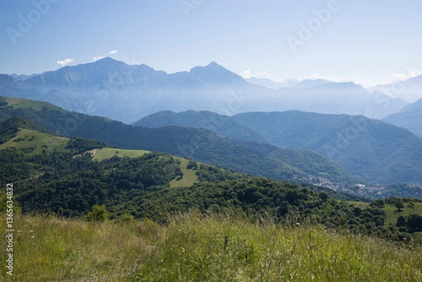 Obraz Panoramic view.
Panoramic view of Lombardy mountains, seen from path to “Palanzone” mountain.