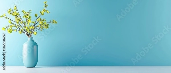 Obraz Real-time 3D rendering software creates a virtual vase with branches and flowers, bringing spring's beauty to life using powerful tools.