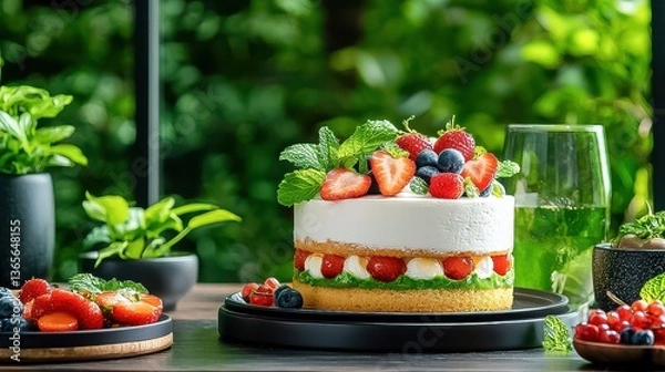 Obraz Easy techniques for heavenly dessert styling Style your Cake dessert with strawberries and other berries for a beautiful dessert.