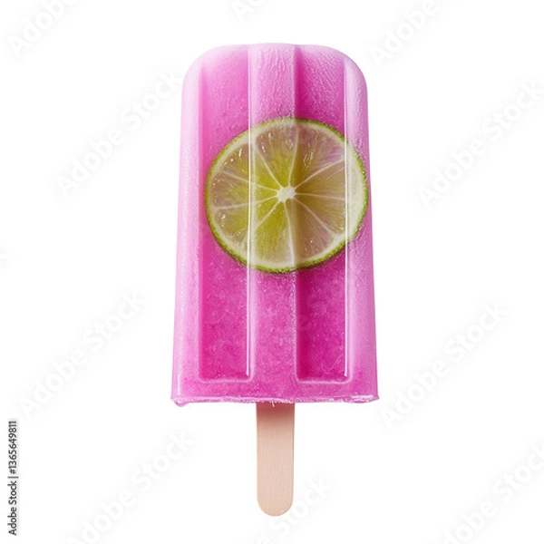 Fototapeta Colorful popsicle with a lime slice on a stick.