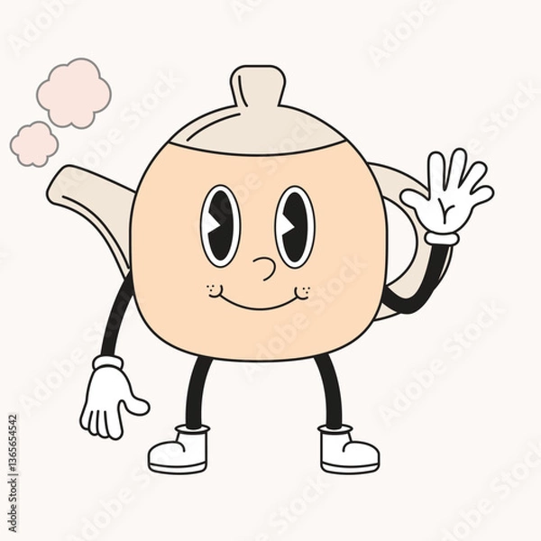 Obraz retro vector mascot cartoon tea kettel