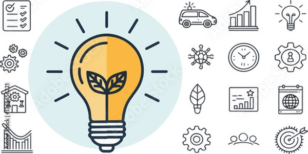 Fototapeta Set of Bulb vector design, Bulb icon design, Bulb vector design