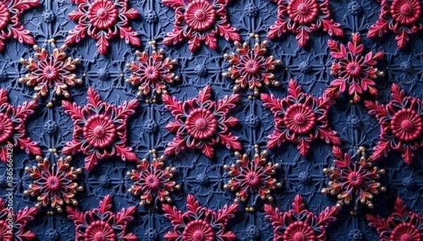 Fototapeta Geometric lace pattern, repeating design elements, grey, shapes, home decor