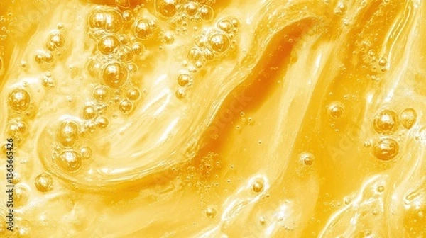 Fototapeta Golden Liquid with Bubbles Texture