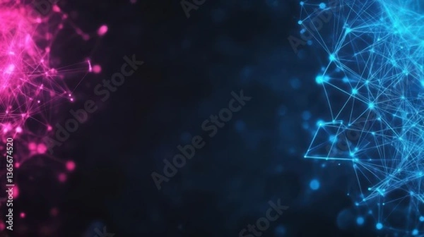 Obraz Vibrant Contrast of Bright Blue and Pink Light Against Dark Background Creating an Energetic and Dynamic Visual Experience in Abstract Art Style