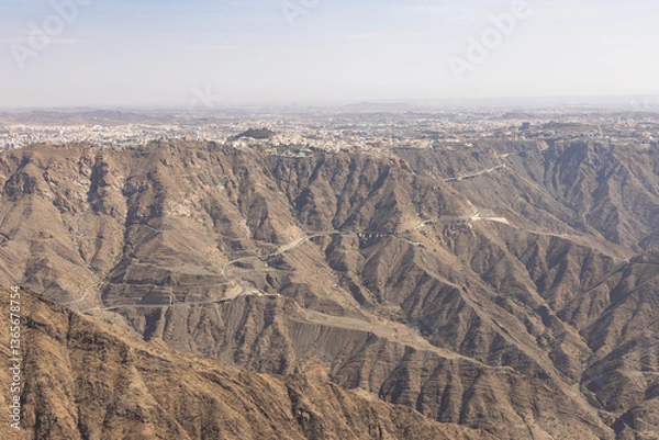 Fototapeta City of Abha in the southeast of Saudi Arabia is located on a high plateau directly on the edge of a valley