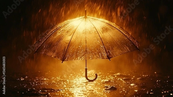 Obraz Umbrella in Golden Rain