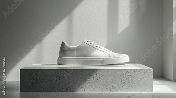Obraz White Sneaker Display, Minimalist Setting