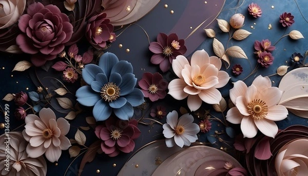 Fototapeta A luxurious floral arrangement featuring intricately detailed blooms in a very elegant setting