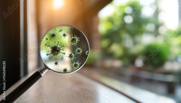 Obraz Microbes under magnifying glass science view