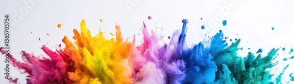 Fototapeta Vivid Artistic Expression of Colorful Paints Bursting Together Creating a Dynamic and Engaging Visual Experience Celebrating Creativity and Imagination