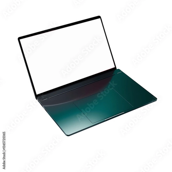 Fototapeta Laptop with blank screen isolated on transparent background