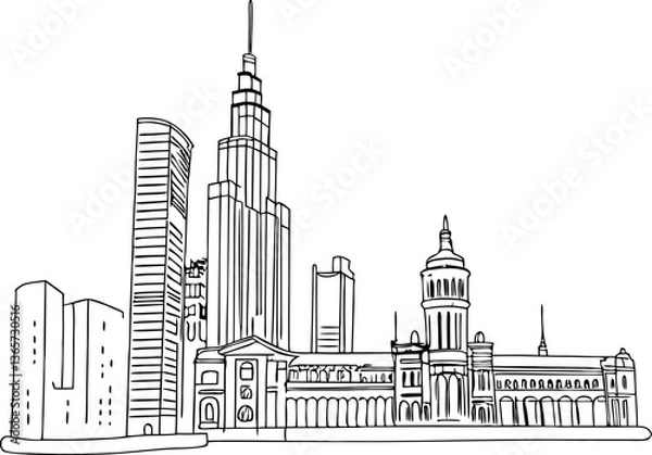 Obraz Free hand sketch of New York City skyline.