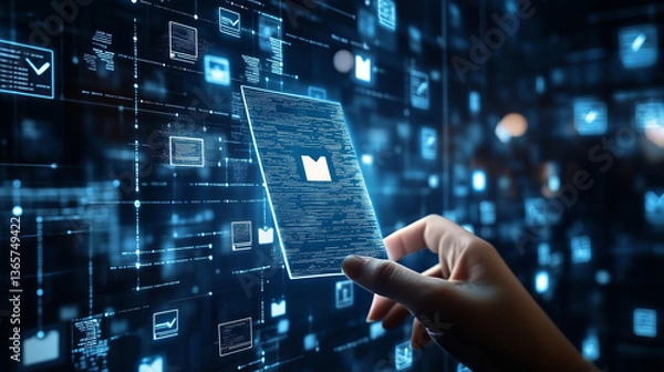 Obraz hand on computer keyboard digital