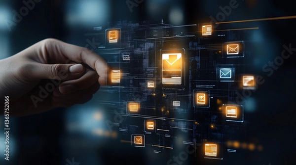 Obraz abstract technology background with glowing lights