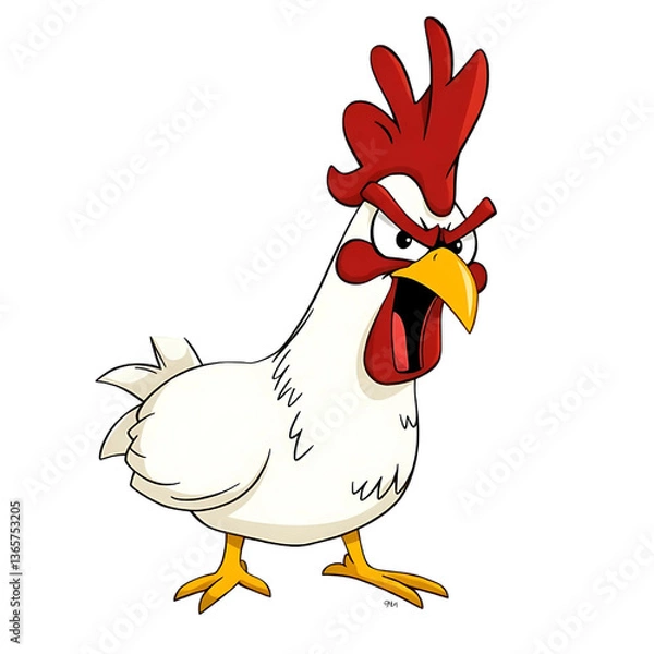 Fototapeta Cartoon hen and rooster with a chicken and chick on the farm,  isolated transparent png, Generative AI