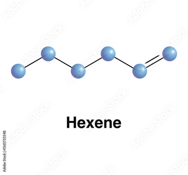 Obraz Hexene Hydrocarbon Chemical Formula C6H12. Fuel Industry Vector Illustration. 