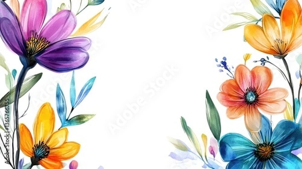 Obraz Watercolor floral arrangement with bright colors and vibrant details