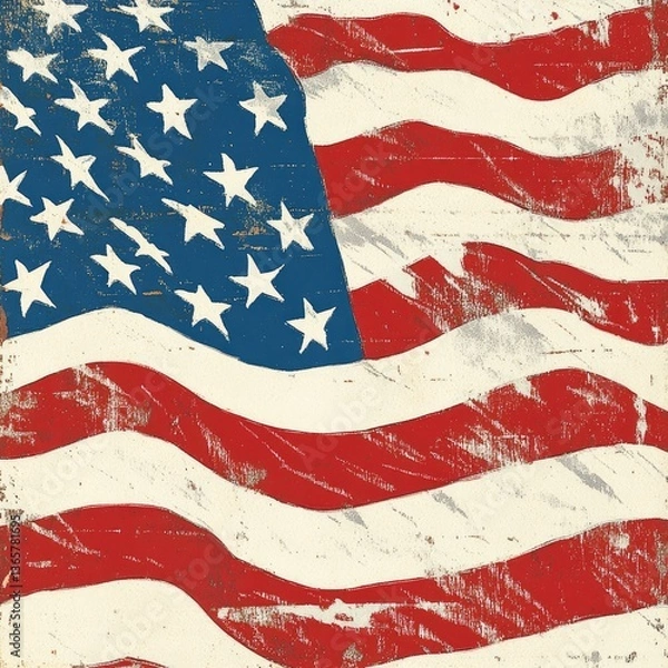 Obraz A vintage artistic rendering of the American national flag