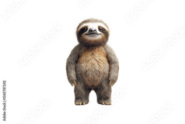 Obraz Adorable Three-Toed Sloth Standing on Two Legs, Smiling
