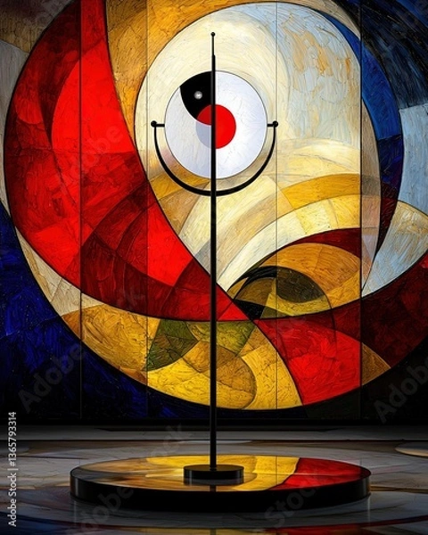 Fototapeta Artistic Illustration of a Unique Creative Device Framed Against a Dynamic Abstract Background in Vibrant Colors