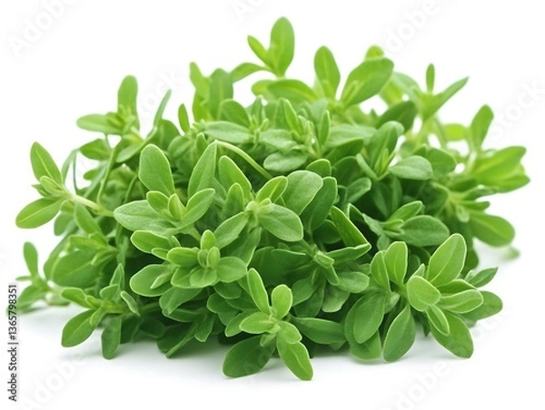 Obraz Bunch of fresh savory herbs on a white background, herb cultivation