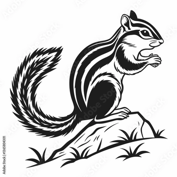 Fototapeta chipmunk silhouette black vector