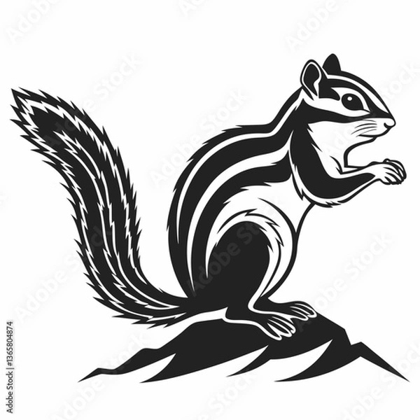 Fototapeta chipmunk silhouette black vector