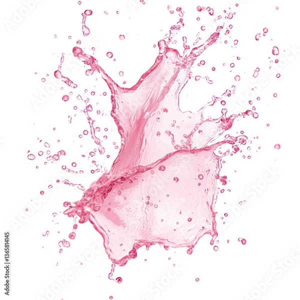 Fototapeta Pink Water Splash on Black Background with Transparent Background