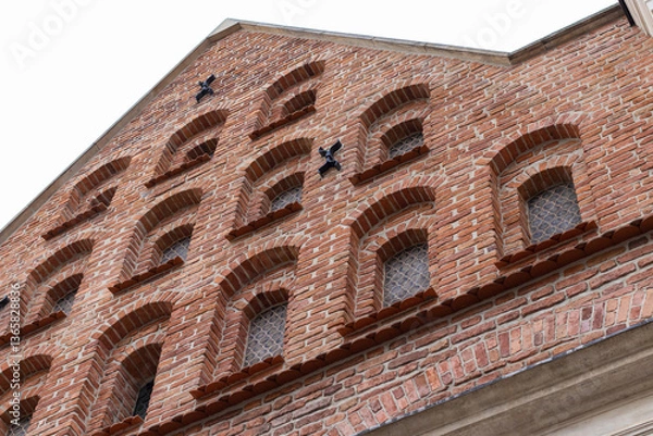 Obraz Medieval Brick Facade with Arched Windows