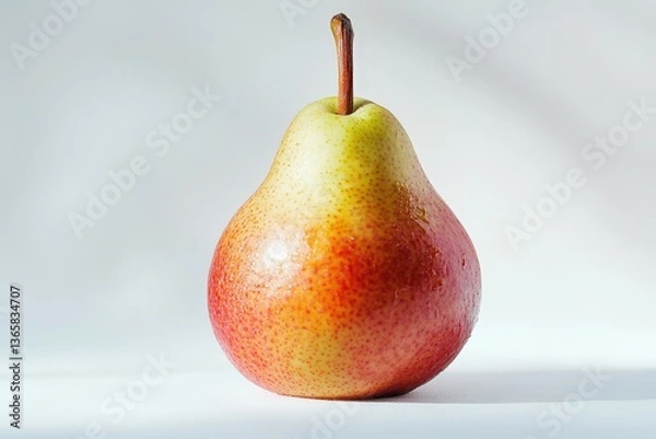 Fototapeta A single ripe pear photographed on a clean white background