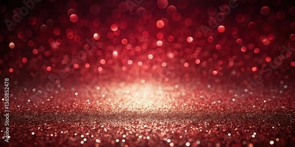 Fototapeta Red Glitter Background with Sparkling Lights and Bokeh Effects