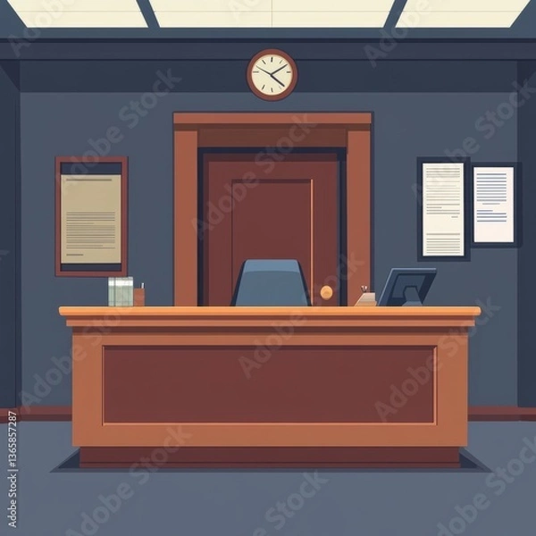 Obraz simple reception desk with no items in flat art


