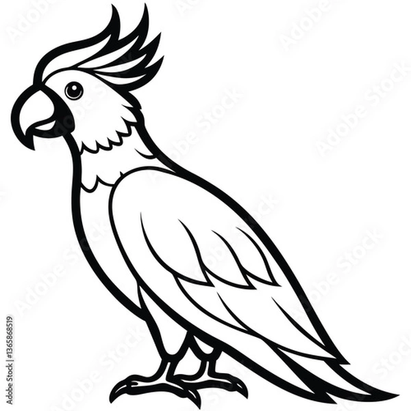 Fototapeta Vector illustration of a flying parrot with detailed wings and feathers, showcasing wildlife and nature elements